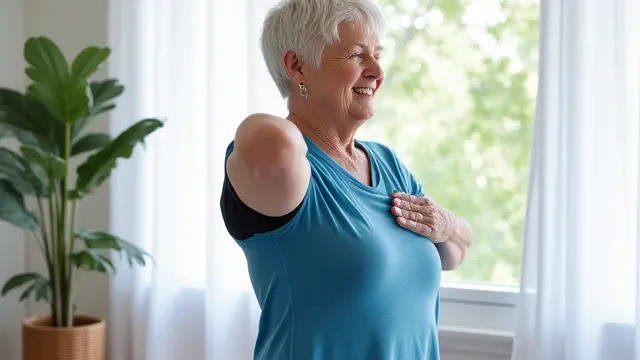 Donna che esegue esercizi di postura leggera