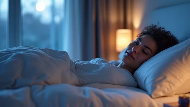 Persona addormentata serenamente in un letto matrimoniale pulito